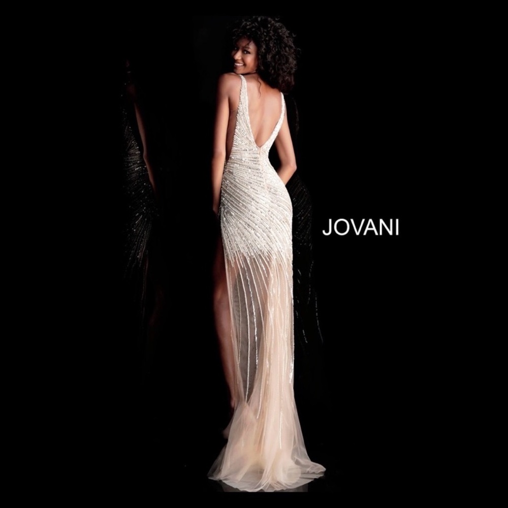 Jovani Gold Beaded Sequin Evening Gown - Picture 16 of 16